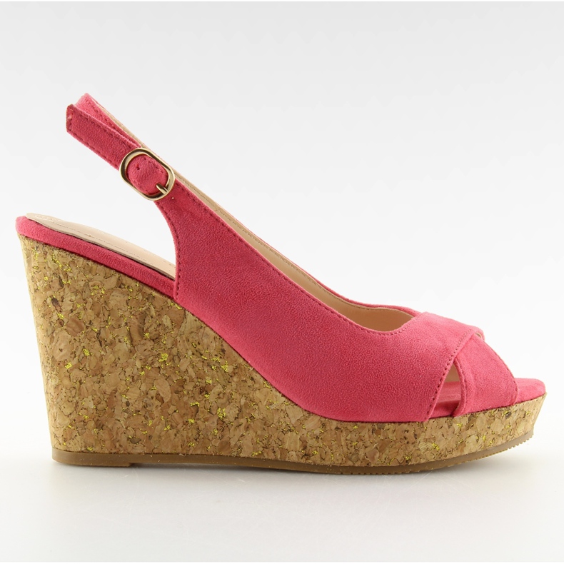 Sandali con zeppa in sughero rosa 6421 rosa giallo