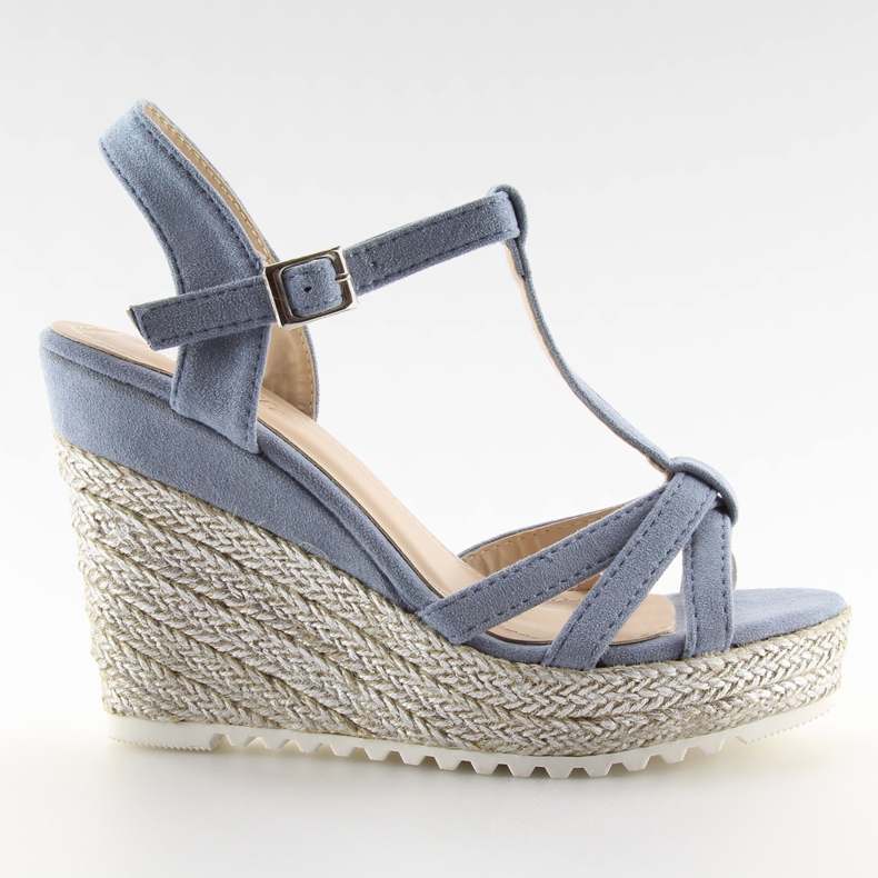 Sandali, espadrillas con zeppa, blu 680-30 Blu