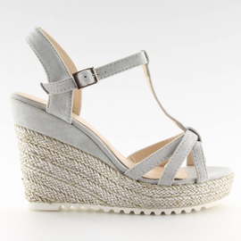 Sandali grigi, espadrillas su zeppa 680-30 Grey grigio