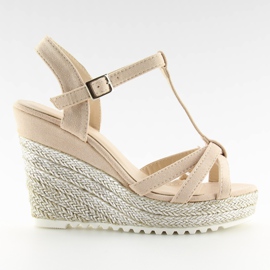 Sandali rosa, espadrillas con zeppa, rosa 680-30 Rosa