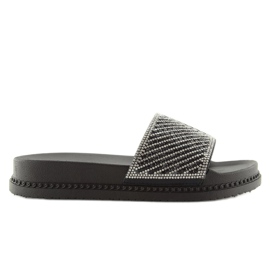 Ciabatte nere con zirconi 966 Black nero