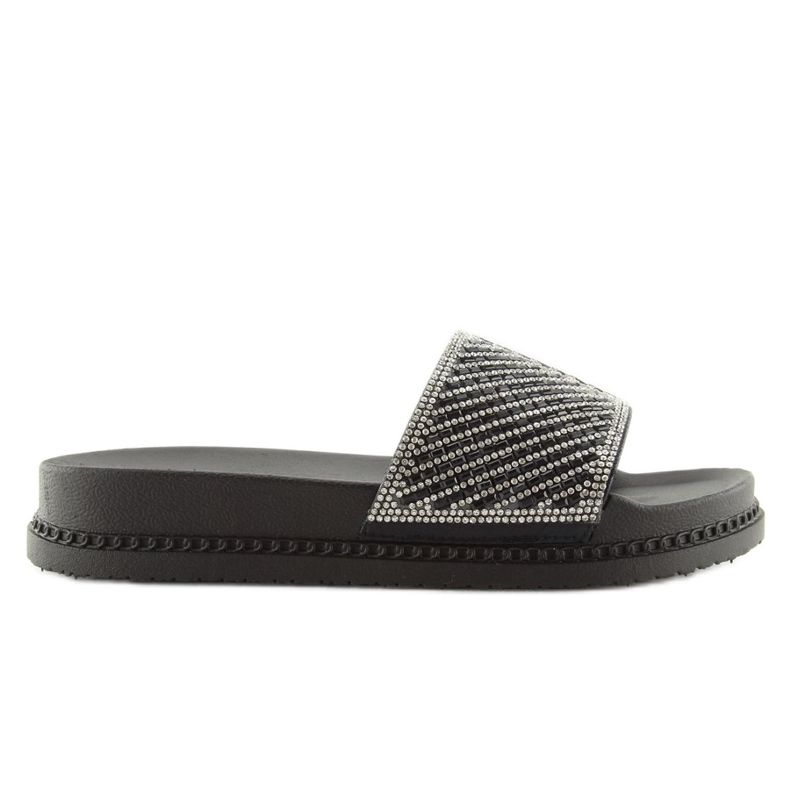 Ciabatte nere con zirconi 966 Black nero