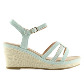 Sandali su un tacco basso a zeppa celadon SR-2817 Verde