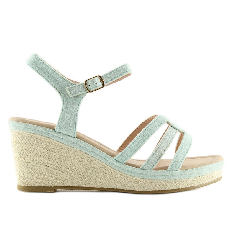 Sandali su un tacco basso a zeppa celadon SR-2817 Verde