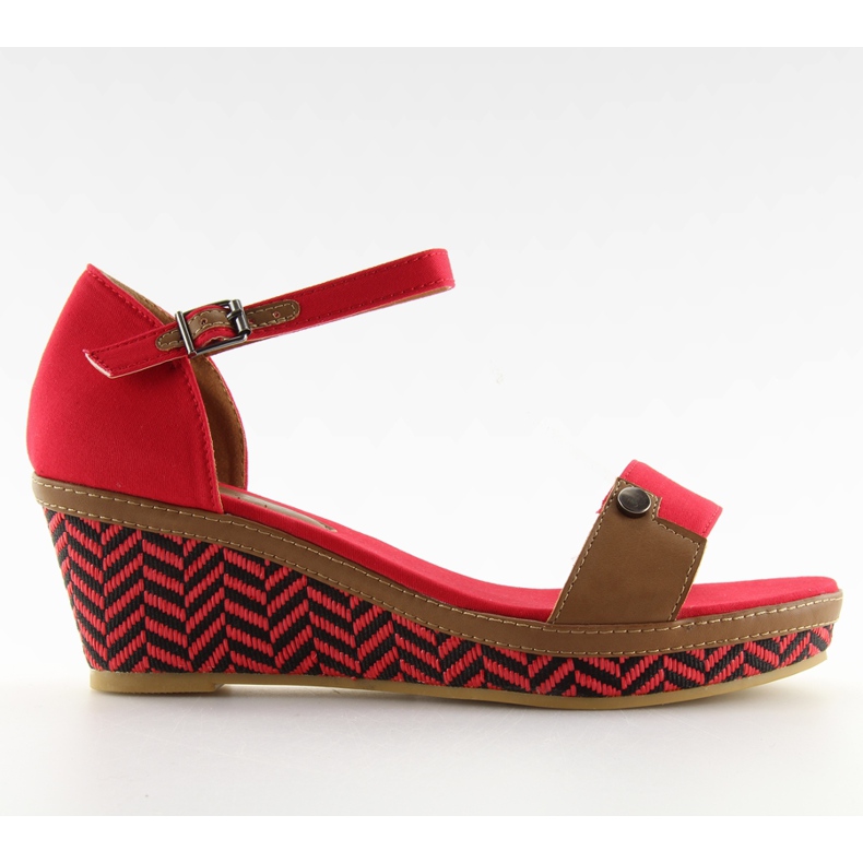 Sandali con zeppa rossi J7731-8 rossi rosso