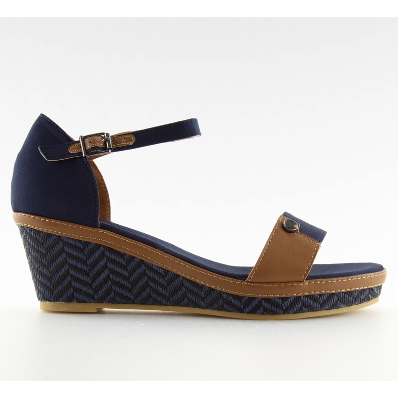 Sandali con zeppa J7731-8 blu navy