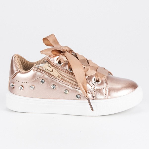Scarpe da ginnastica dorate con nastro d'oro