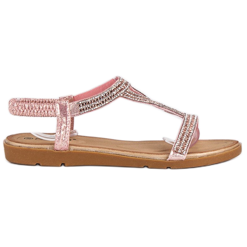 Fama Sandali flat con zirconi rosa