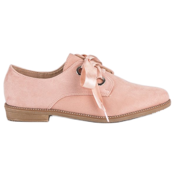 Scarpe con nastro di raso rosa