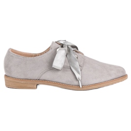 Scarpe con nastro di raso grigio