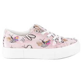 Kylie Sneakers In Velluto Sulla Piattaforma bianco rosa