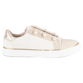 American Club Sneakers da donna con perle beige