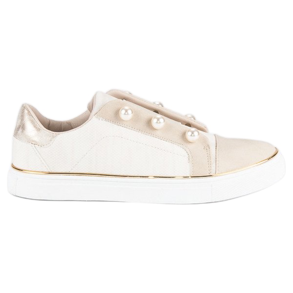American Club Sneakers da donna con perle beige