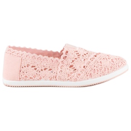 Ballerine in pizzo rosa