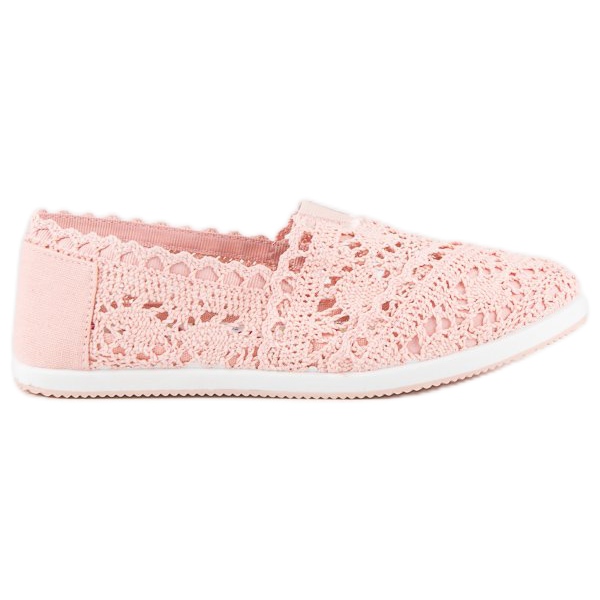 Ballerine in pizzo rosa