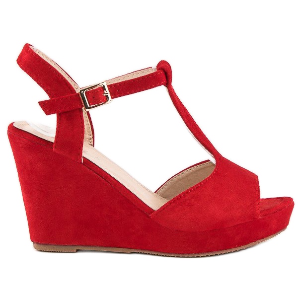 Bella Star Sandali con zeppa in camoscio rosso