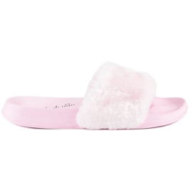 Infradito rosa con pelliccia