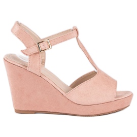 Bella Star Sandali con zeppa in camoscio rosa