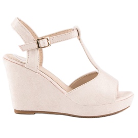 Bella Star Sandali con zeppa in camoscio beige