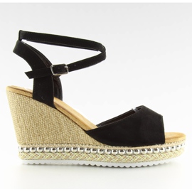 Sandali neri sulla zeppa LJ-5K41 neri nero