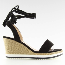 Sandali neri su zeppa nera JH630 nera nero