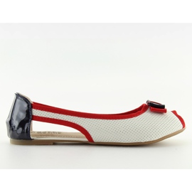 Ballerine open toe bianche D314 WHITE / NAVY bianco