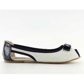 Ballerine open toe bianche D314 WHITE / NAVY bianco