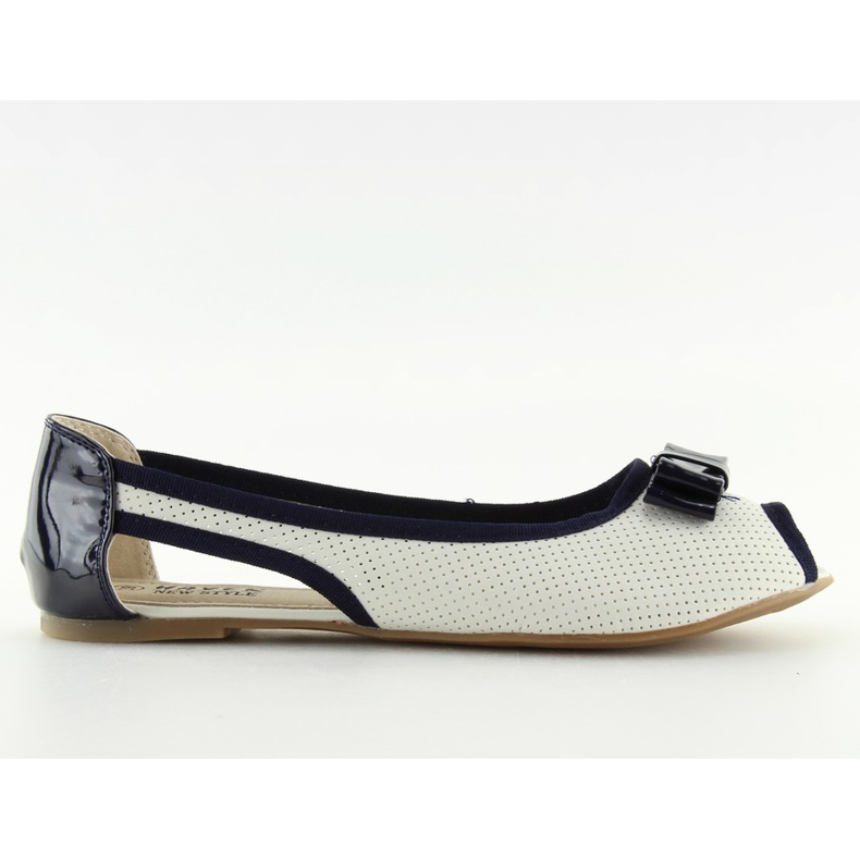 Ballerine open toe bianche D314 WHITE / NAVY bianca