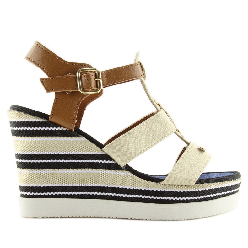 Sandali con zeppa beige YQ05 Beige