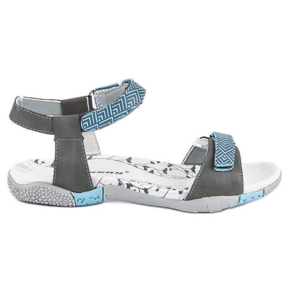 Hasby Sandali piatti con velcro grigio