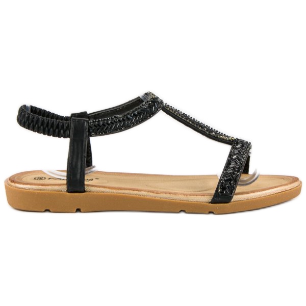 Fama Sandali neri con elastico nero