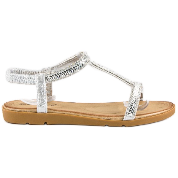 Fama Sandali argento con elastico grigio