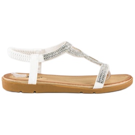 Fama Sandali flat con zirconi bianca