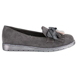 Bestelle Mocassini in camoscio con frange grigio