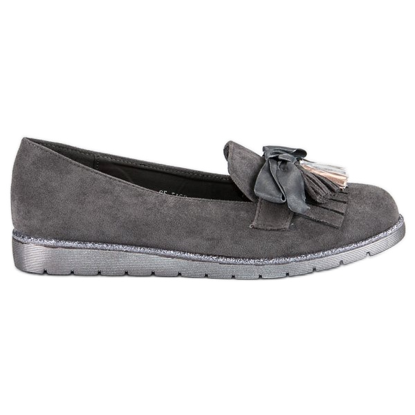 Bestelle Mocassini in camoscio con frange grigio