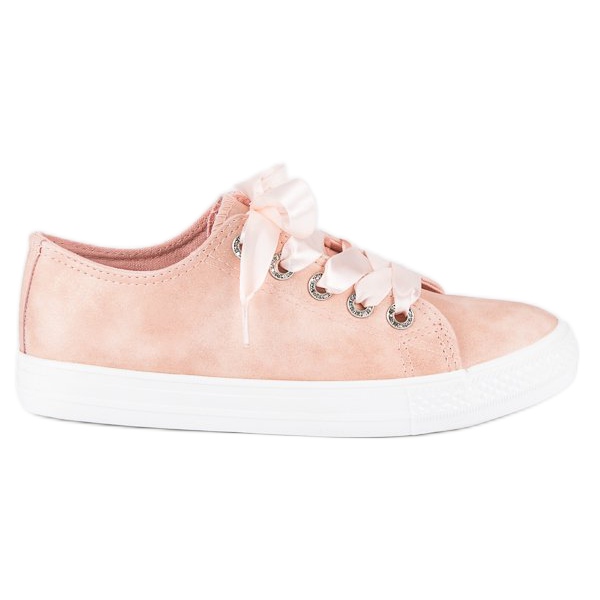 Sneaker alla moda con rilegatura rosa