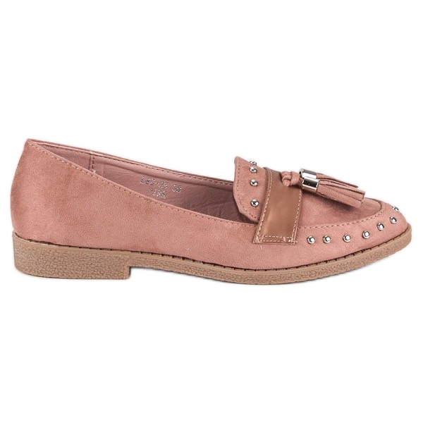 Mocassini rosa con frange