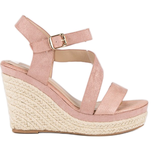 Bello Star Sandali espadrillas rosa con zeppa
