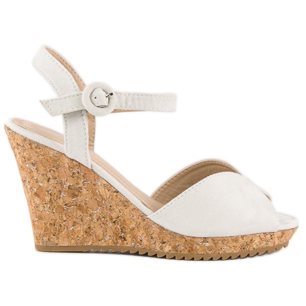 Sandali con zeppa in sughero grigio