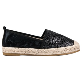 Coura Espadrillas nere con glitter nero