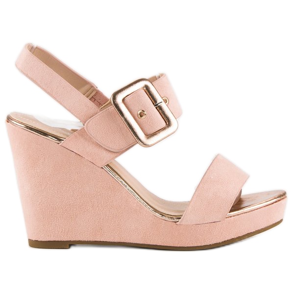 Bello Star Sandali con zeppa in camoscio rosa