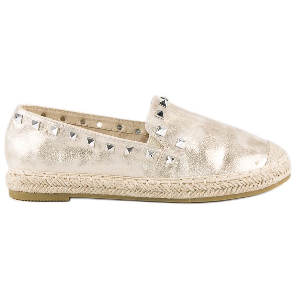 Forever Folie Espadrillas dorate con borchie d'oro