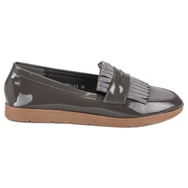 Mocassini laccati grigi grigio