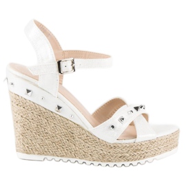 Bello Star Espadrillas con zeppa e strass bianca