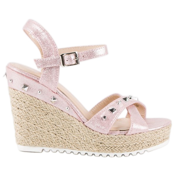 Bello Star Espadrillas con zeppa e strass rosa