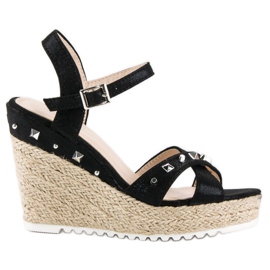 Bello Star Espadrillas con zeppa e strass nero
