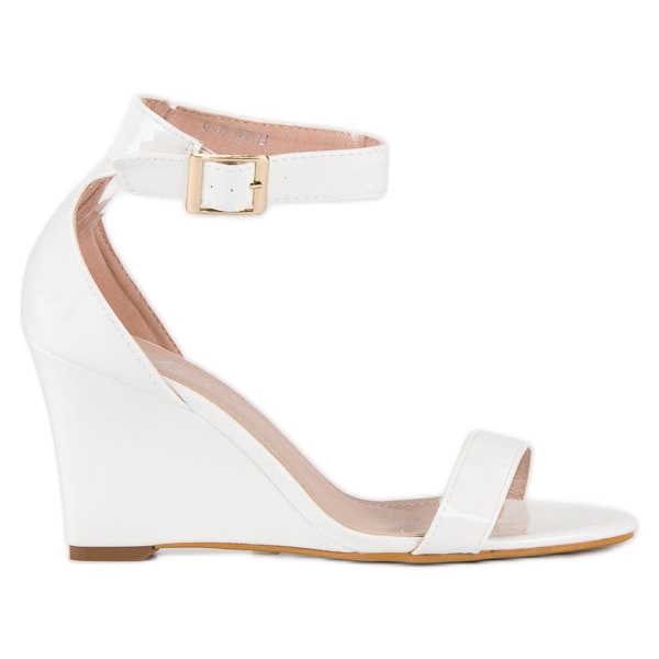 Sandali con zeppa laccati bianca