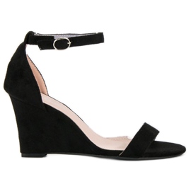Sandali con zeppa in camoscio nero