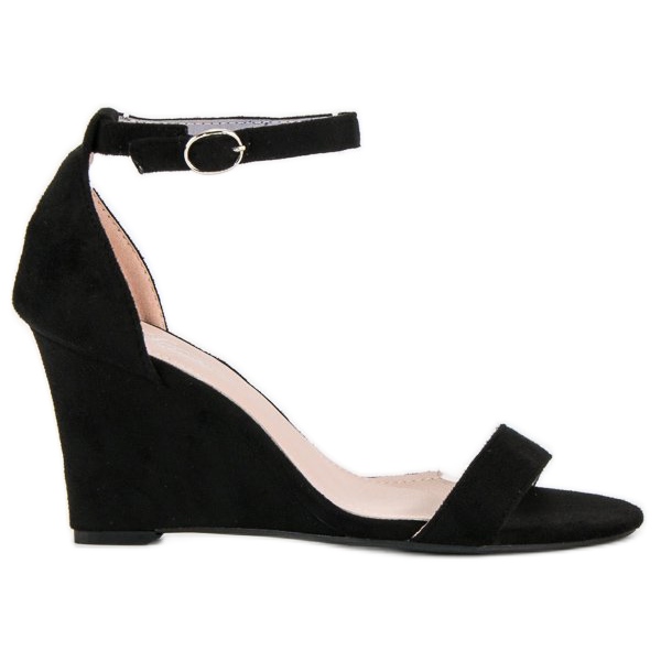 Sandali con zeppa in camoscio nero