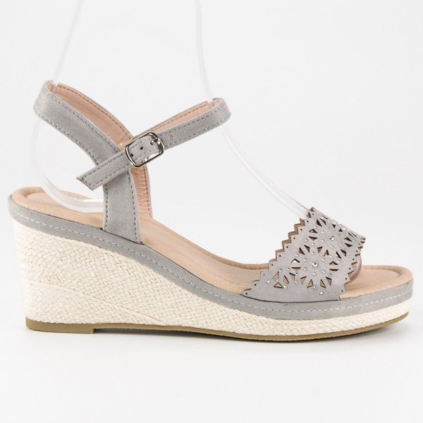 Ideal Shoes Espadrillas grigie sulla zeppa grigio